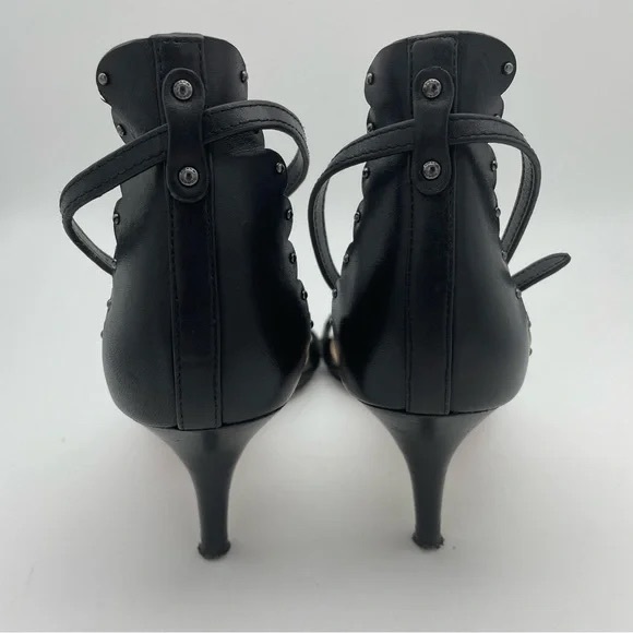 Coach Leather Monica Black Kitten Heel Sandal, Sz 7 - Picture 9 of 14